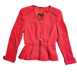 Escada Wool Peplum Zip Front Long Sleeve Blazer Jacket XS Feminine Chic‎